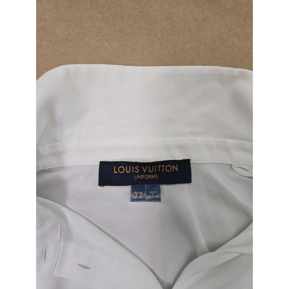 Louis Vuitton Uniform Women's Pleated L/S Button Down Blouse Ivory Size 32 - Picture 13 of 16